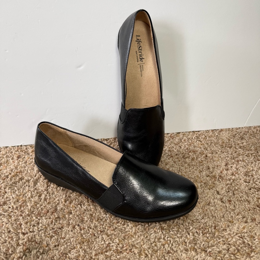 New LifeStride Women's Isabelle Slip On Comfort Loafers Black Size 9.5